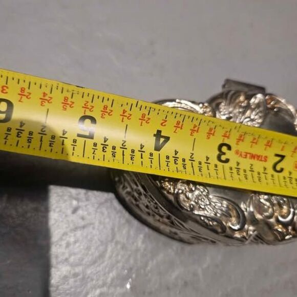 Antique Silver Plate Jewelry Trinket Box Double Heart Hinged 4" x 3" - Picture 4 of 7